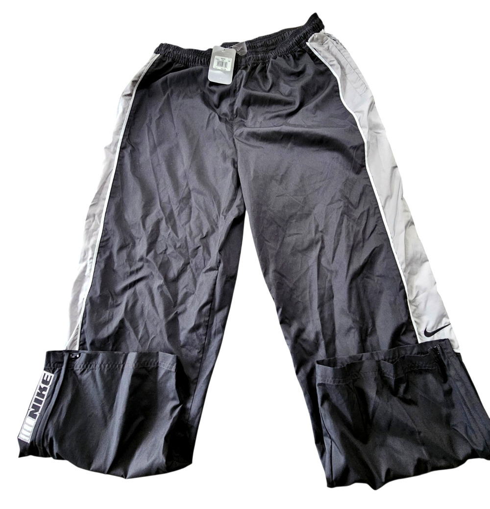 New w/ Tags Nike Windbreaker Track Pants Black, Ankle Zip, Size 2X Large Vintage